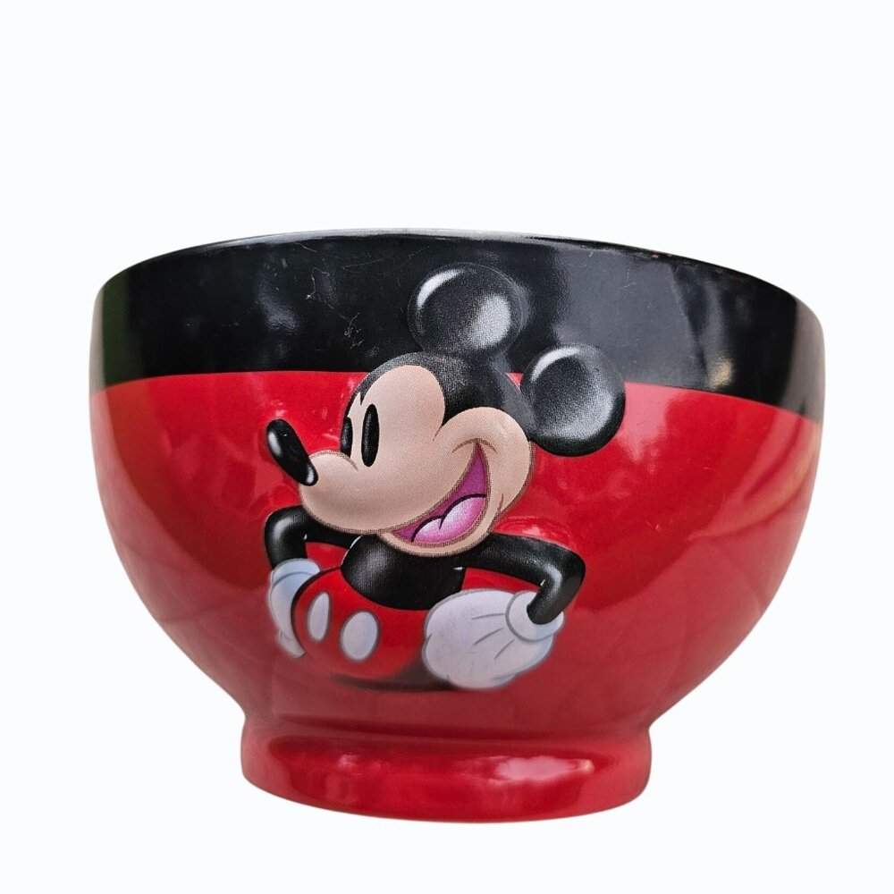 Disney Parks Mickey Mouse 3D Red Cereal Soup Bowl   Face on Front  Rear on Back - Picture 10 of 12